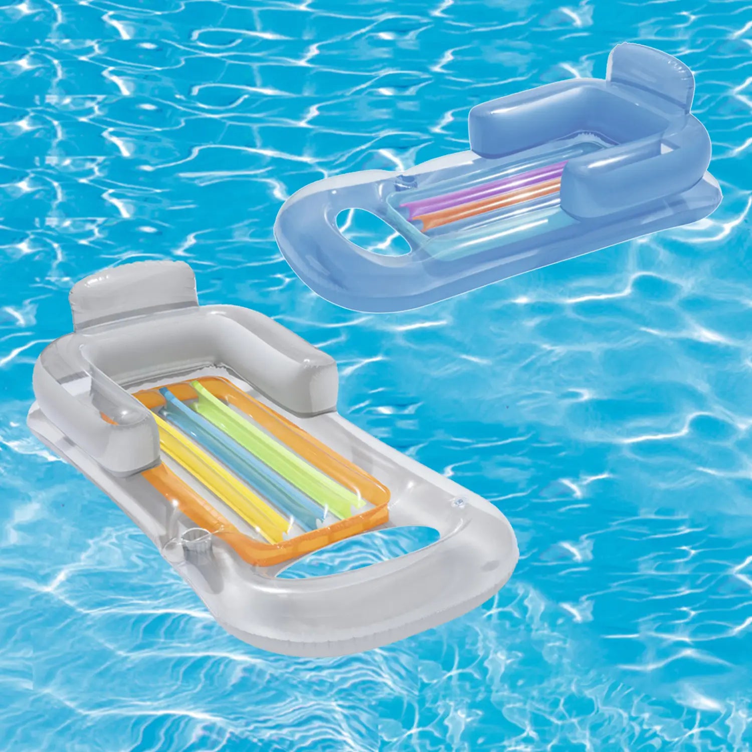 PVC Inflatable Mattress Swiming Pool Air Bed Floating Row Float Sofa Backrest Beach Summer Water Buoyancy Toy Relaxing