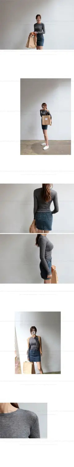 High Quality Plain T Shirt Women Elastic Basic T-shirts Female Casual Tops Long Sleeve Sexy Thin T-shirt see through