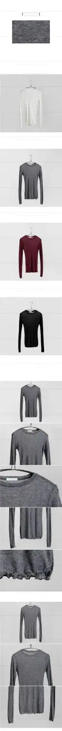 High Quality Plain T Shirt Women Elastic Basic T-shirts Female Casual Tops Long Sleeve Sexy Thin T-shirt see through