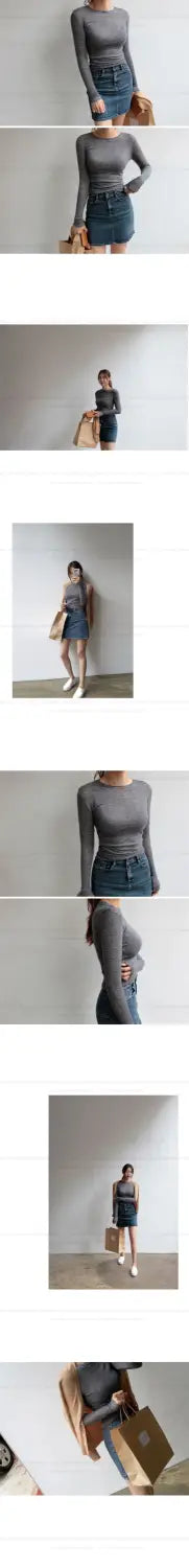 High Quality Plain T Shirt Women Elastic Basic T-shirts Female Casual Tops Long Sleeve Sexy Thin T-shirt see through