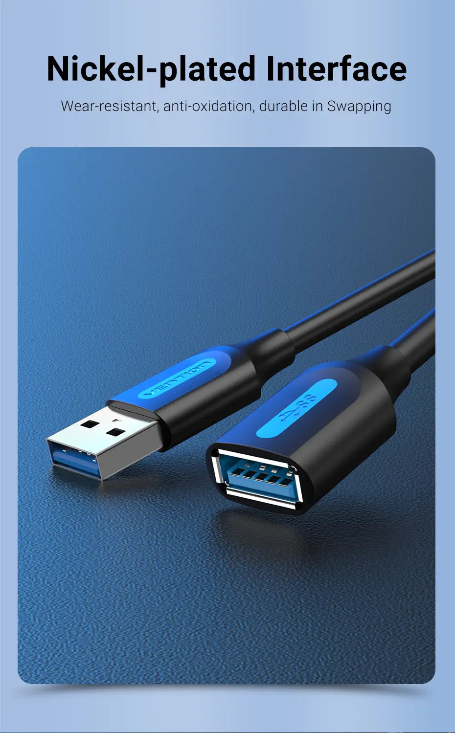 Vention USB 3.0 Extension Cable USB 3.0 2.0 Cable Extender Data Cord for PC Smart TV Xbox One SSD Fast Speed USB Cable
