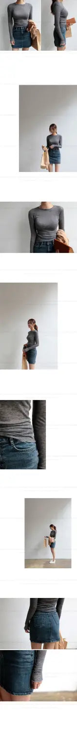 High Quality Plain T Shirt Women Elastic Basic T-shirts Female Casual Tops Long Sleeve Sexy Thin T-shirt see through