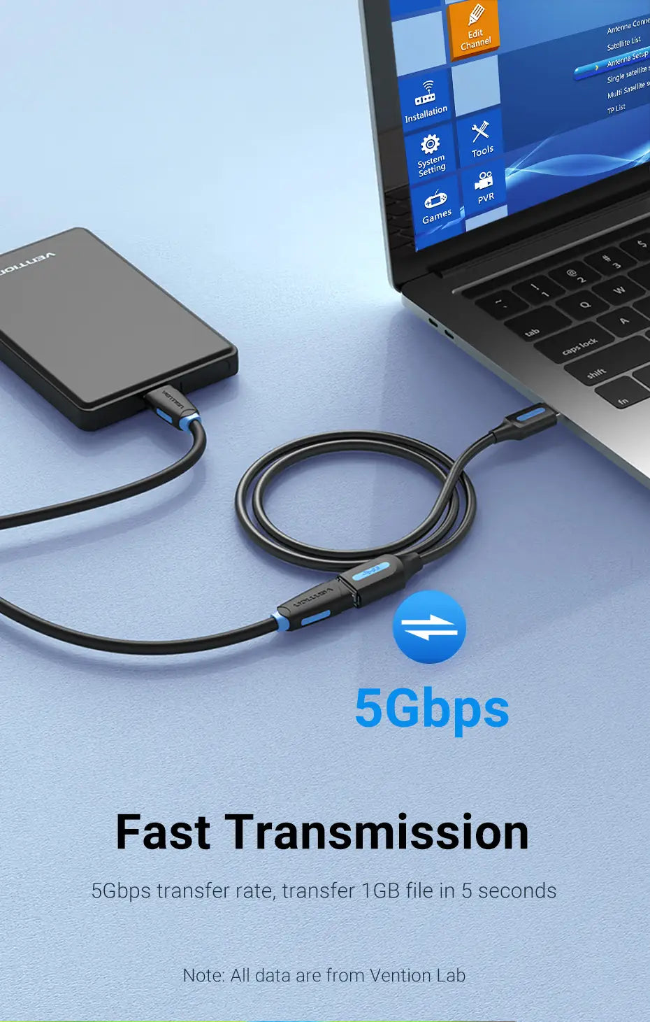 Vention USB 3.0 Extension Cable USB 3.0 2.0 Cable Extender Data Cord for PC Smart TV Xbox One SSD Fast Speed USB Cable