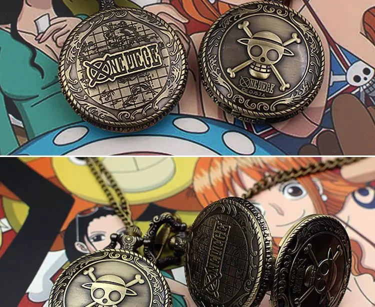 One Piece Monkey·D·Luffy Creative Personalized Retro Flip Pocket Watch Holiday Gift Anime Movie Cartoon Pocket Watch
