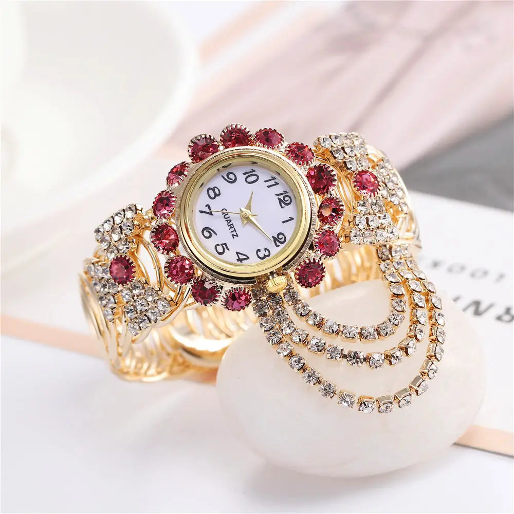 Montre Elegant Rose Gold Rhinestone Bracelet Watch for Women