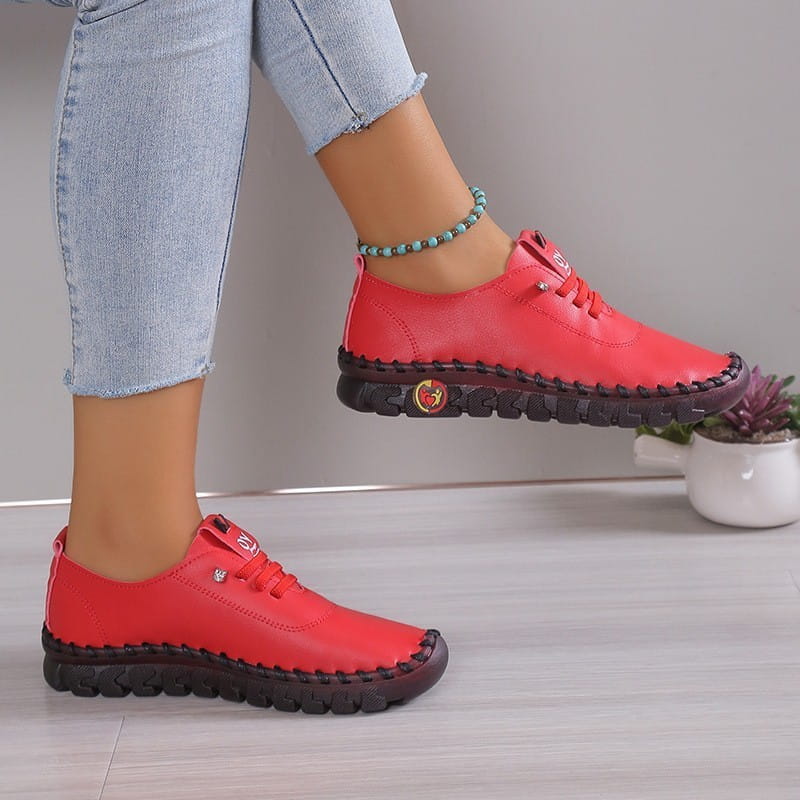 Beautiful Shoe’s Sneakers Women Shoes Loafers Lace Up Leather Flat New Spring 2025 Casual comfortable Mom Shoe Mujer
