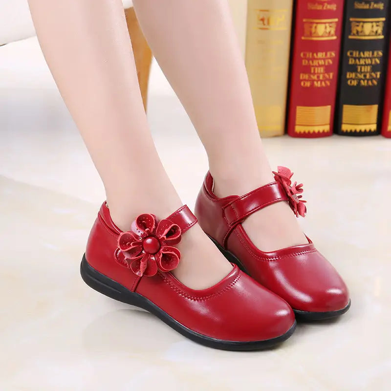 Beautiful Shoe’s Girls Shoes PU Leather Spring Autumn Kids Shoes for Girl Children Princess School Shoes Flower