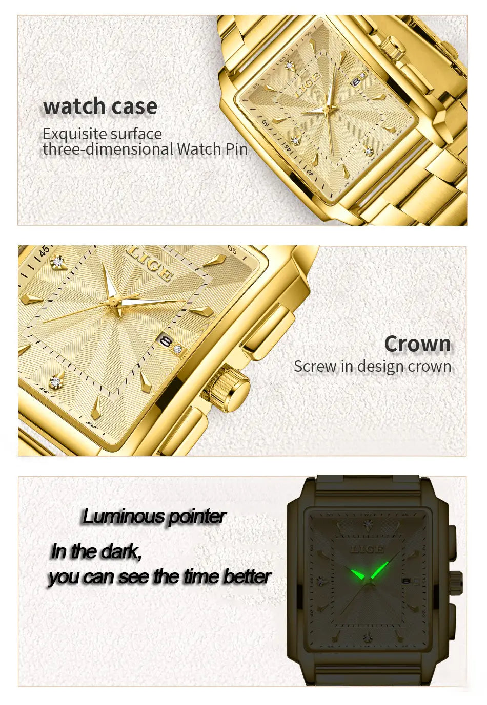 Montre LIGE Luxury Waterproof Quartz Watch for Women Date Display
