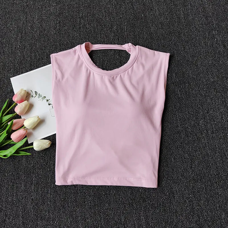 Sexy Short Yoga Top Backless Fixed Chest Pad Sports T-shirt Vest Women’s Tight Quick Drying Slimming Yoga Suit Top