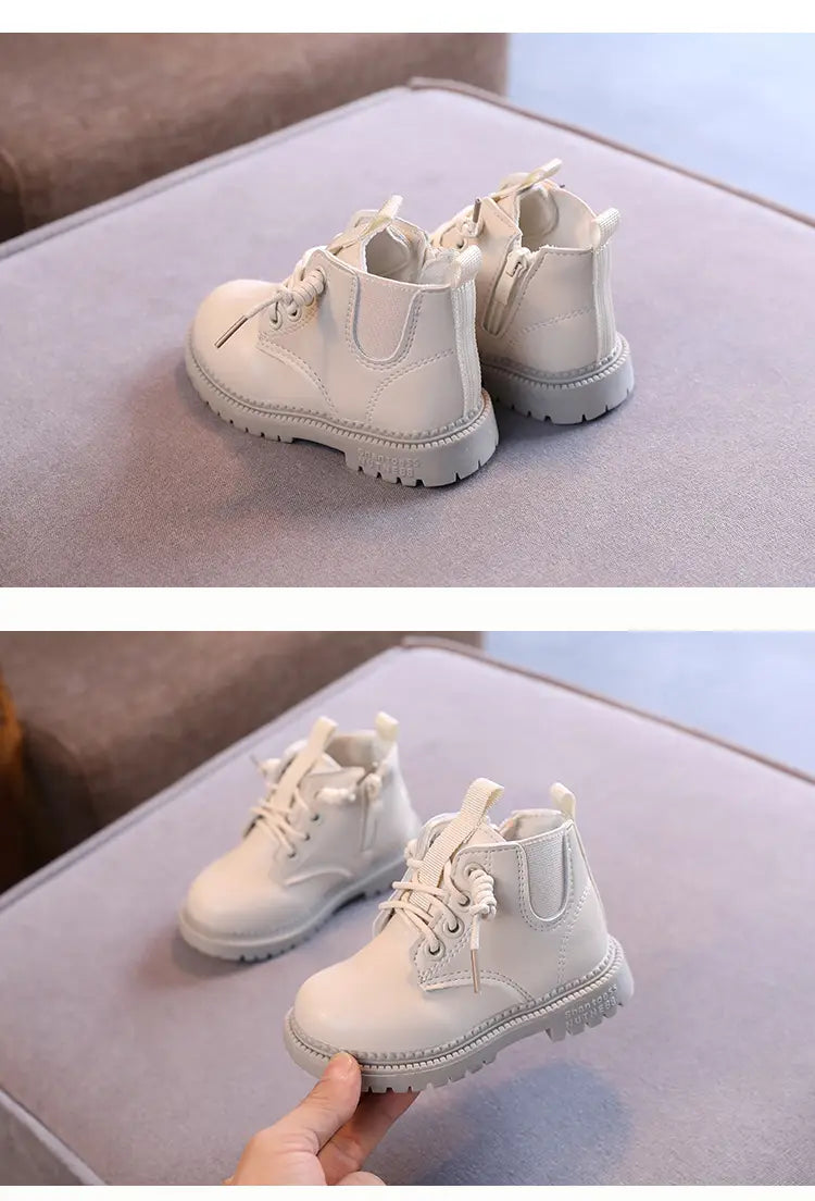 Beautiful Shoe’s Kids Leather Chelsea Boots Waterproof Children Sneakers Beige Toddler Snow Boots Girl Winter Shoe Boy