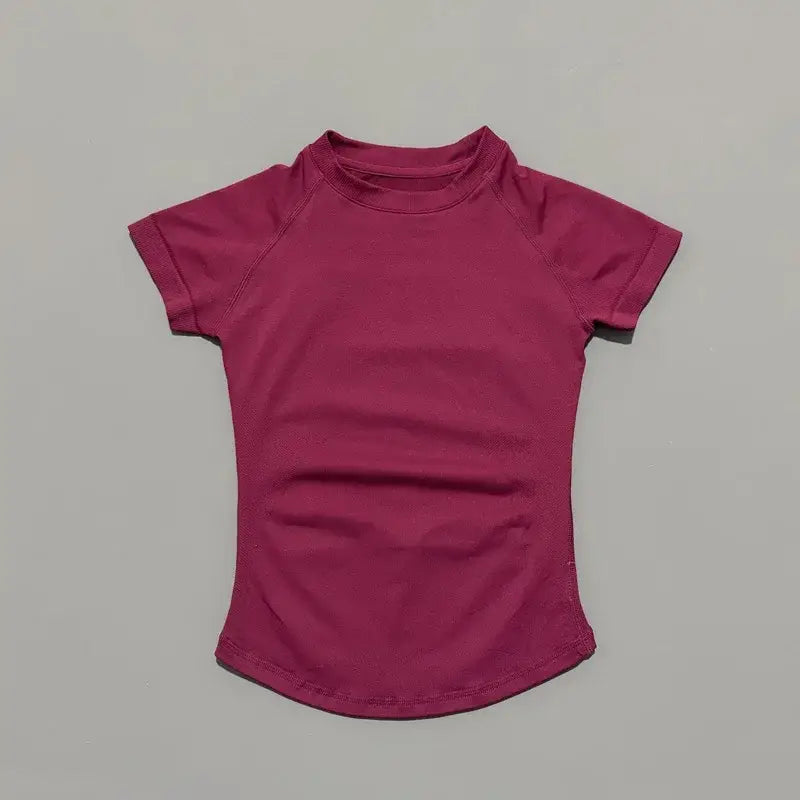 HISTELLO Sports Short Sleeve Top Women Gym Yoga Top Workout Clothes Sports T Shirt Fitness Activewear Running Tight Tops