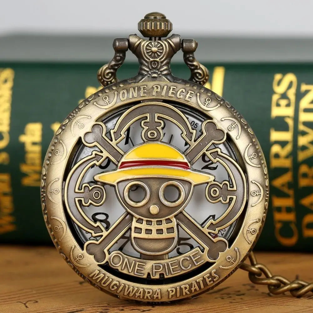 One Piece Monkey·D·Luffy Creative Personalized Retro Flip Pocket Watch Holiday Gift Anime Movie Cartoon Pocket Watch
