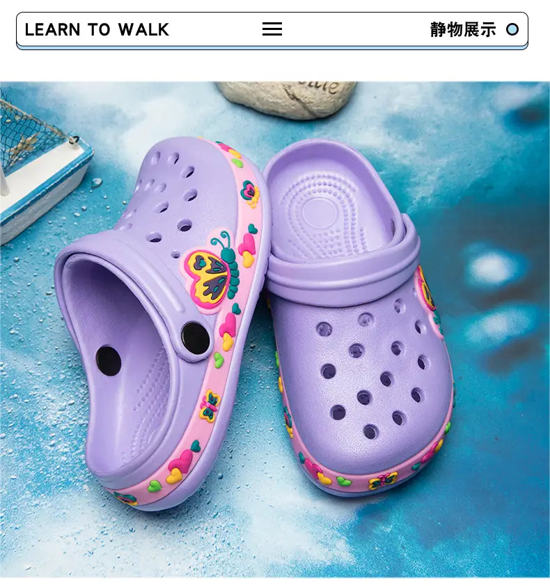 Beautiful Shoe’s Children Shoes Baby Boys Slippers Cartoon Excavator Print Clogs Summer Breathable Soft Indoor Sports