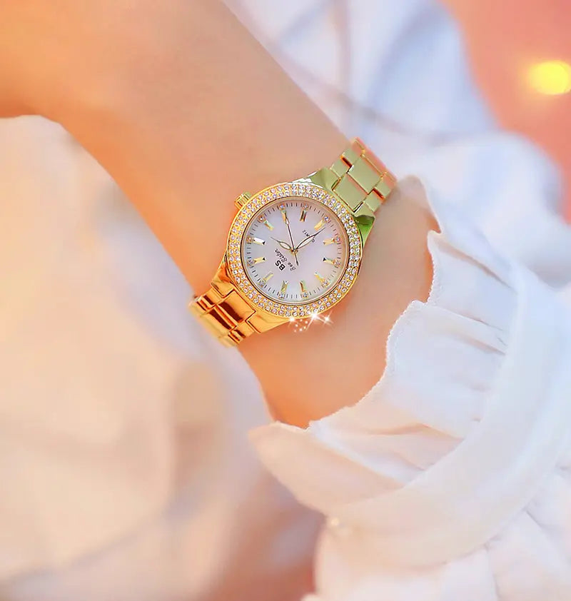 Montre Women Wrist Watches For Ladies Dress Gold Watch Crystal Diamond Women Watches Stainless Steel Silver Clock