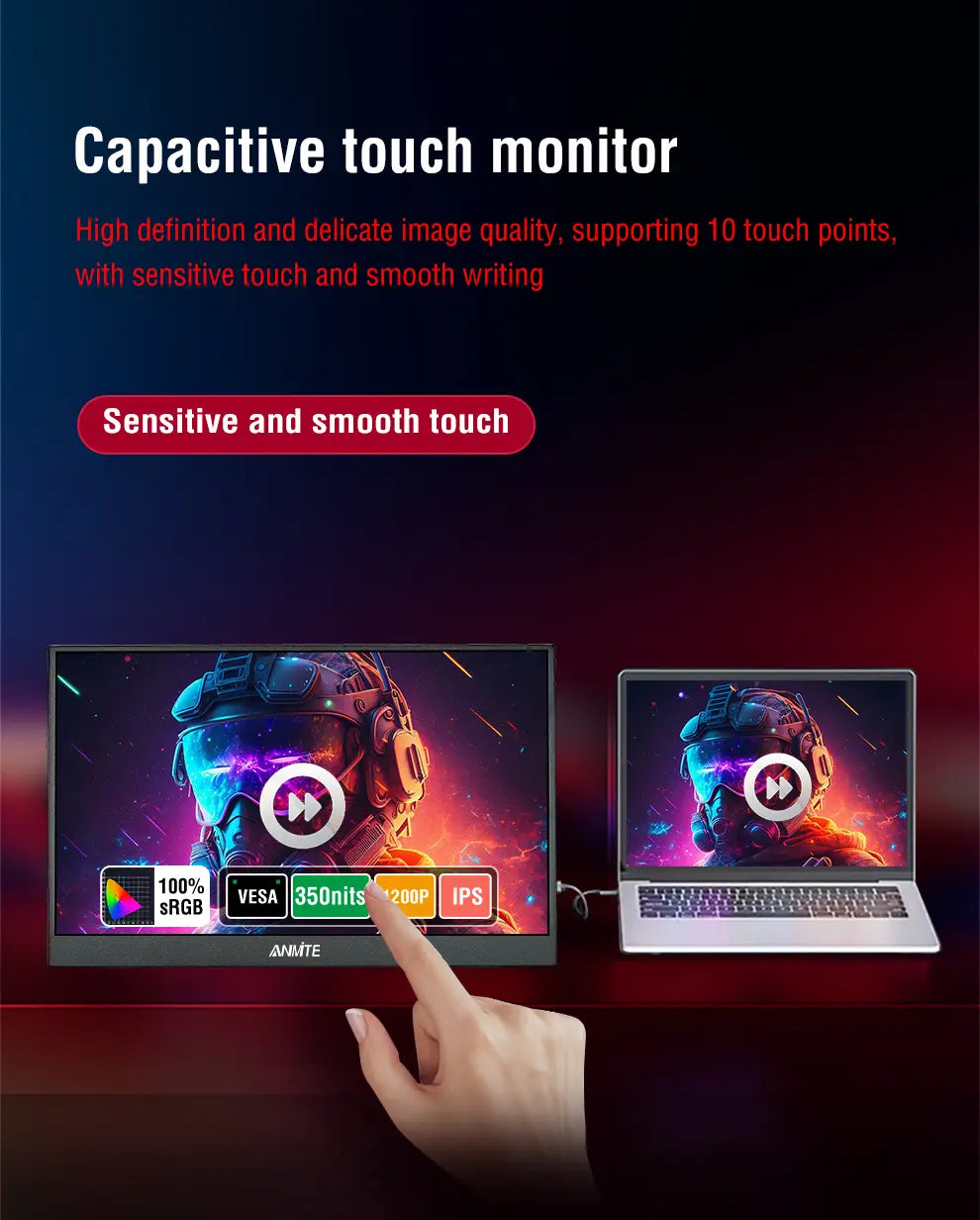 14 Inch Portable Touch Monitor Non-touch optional 16:10 400cd/m2 Gaming Computer Expand Display For XBox PS4/5 Switch