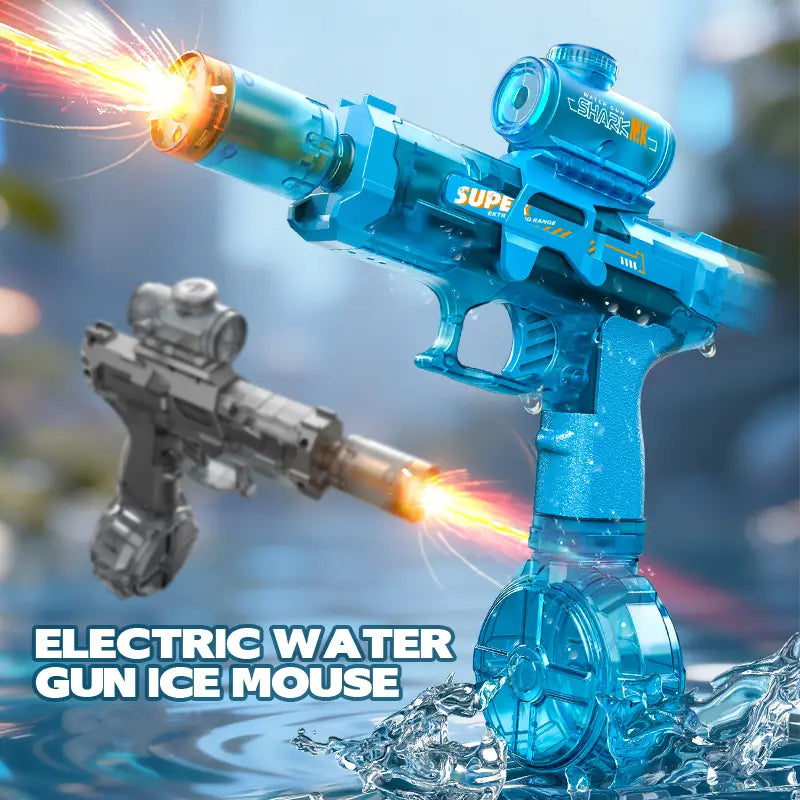Electric Water Gun Automatic Continuous Firing Squirt Gun Outdoor Toy Long Range Shooting Water Gun with Lights