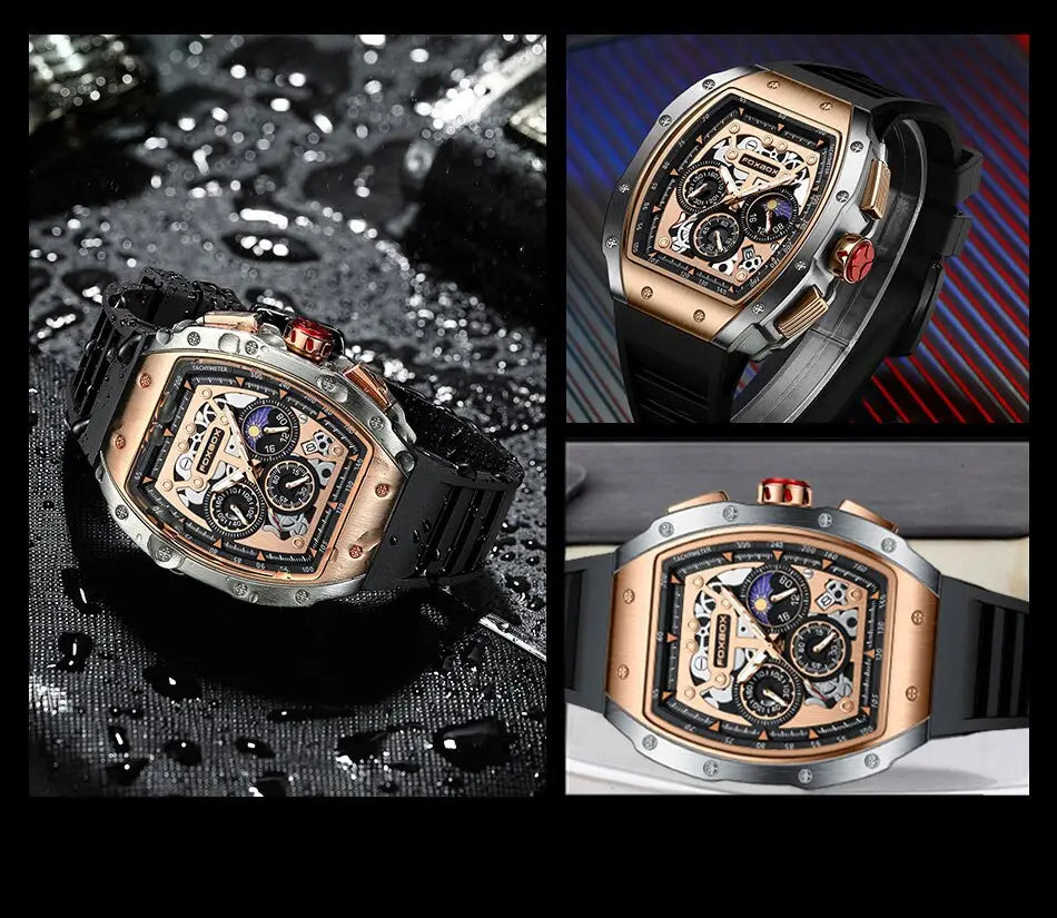 Montre Waterproof Luminous Quartz Sport Watch with Comfortable Silicone Band