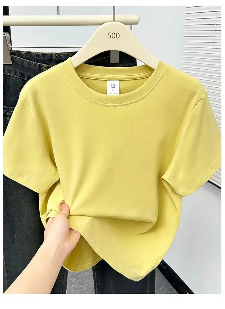 2026 Summer New High Quality Casual T Shirt Sexy Short Sleeved Sleeves Fashion Trend Solid Women Clothing Y2k Tops