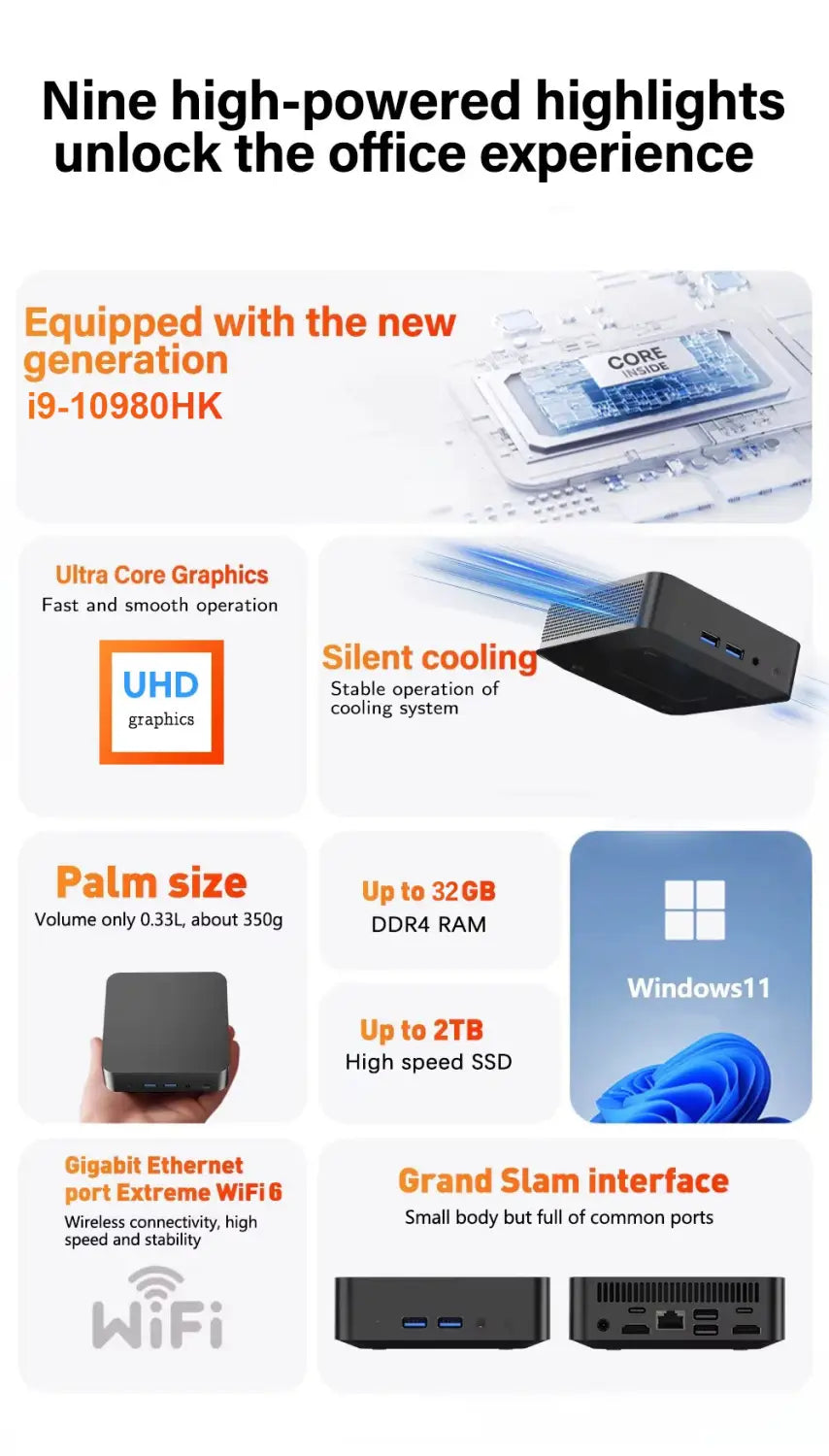 2026 Mini PC Windows 11 Intel i9 10980HK i3 6100 Small Pocket Computer 32GB RAM 1TB SSD WiFi 6 BT5.2 Gaming Desktop PC