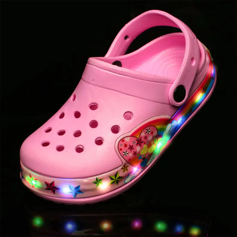 Beautiful Shoe’s Summer Baby Girls Led Light Sandals Cute Cartoon Children’s Casual Shoes Anti-slip Kids Beach Shoes