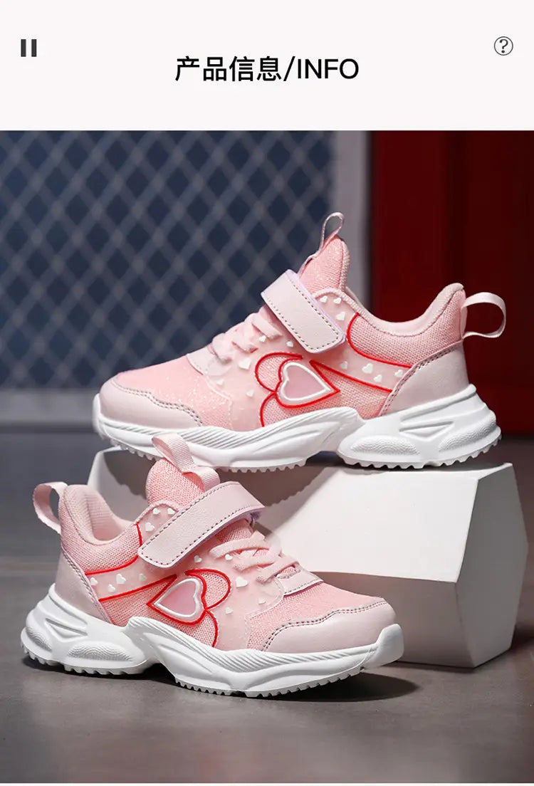 Beautiful Shoe’s Girls Sport Shoes Waterproof Running Shoes Kids Sneakers Tenis Infantil Pink Breathable Antislip