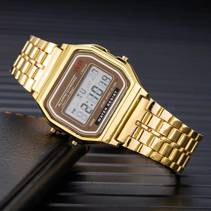 Montre Digital LED Sports Watch with Durable Steel Strap