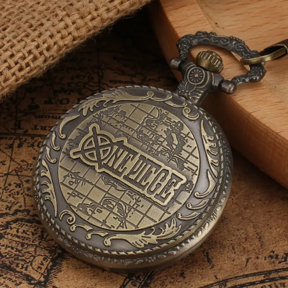 One Piece Monkey·D·Luffy Creative Personalized Retro Flip Pocket Watch Holiday Gift Anime Movie Cartoon Pocket Watch