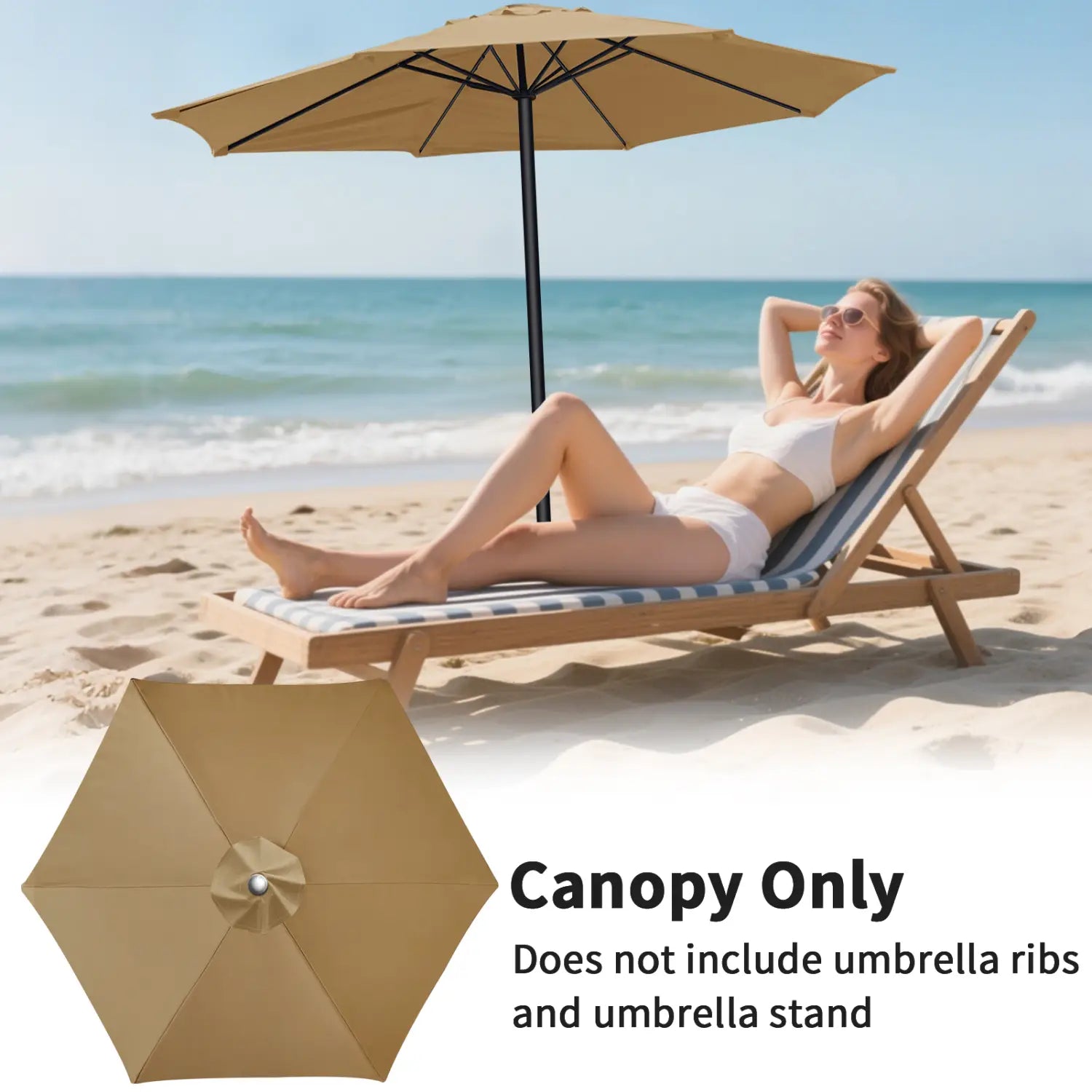 Replacement Parasol Canopy Universal Umbrella Replacement Cloth Garden Parasol Sunshade Cover for Garden Patio Yard