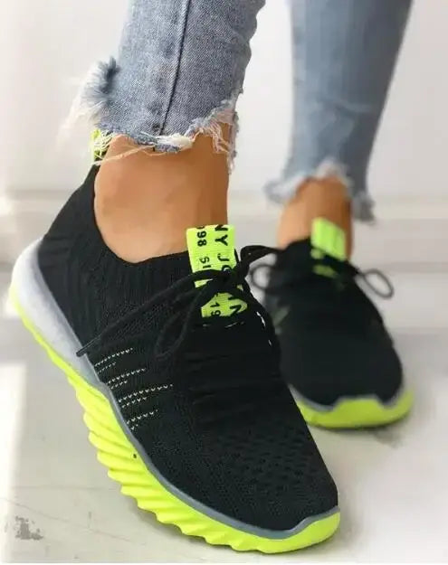 Beautiful Shoe’s Platform Sneakers Women Lace-up Vulcanize Shoes Designer Female Breathable Mesh Casual Sport Shoes