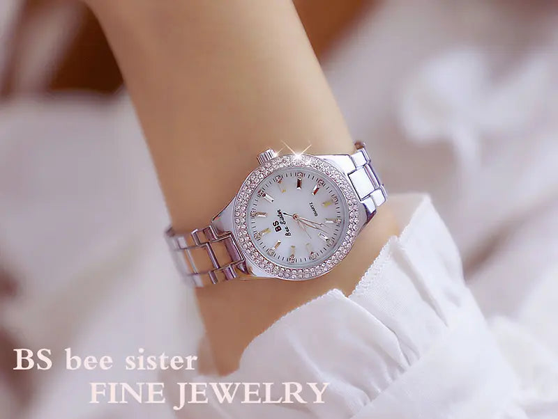 Montre Women Wrist Watches For Ladies Dress Gold Watch Crystal Diamond Women Watches Stainless Steel Silver Clock