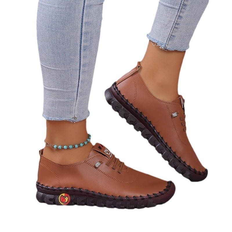 Beautiful Shoe’s Sneakers Women Shoes Loafers Lace Up Leather Flat New Spring 2025 Casual comfortable Mom Shoe Mujer