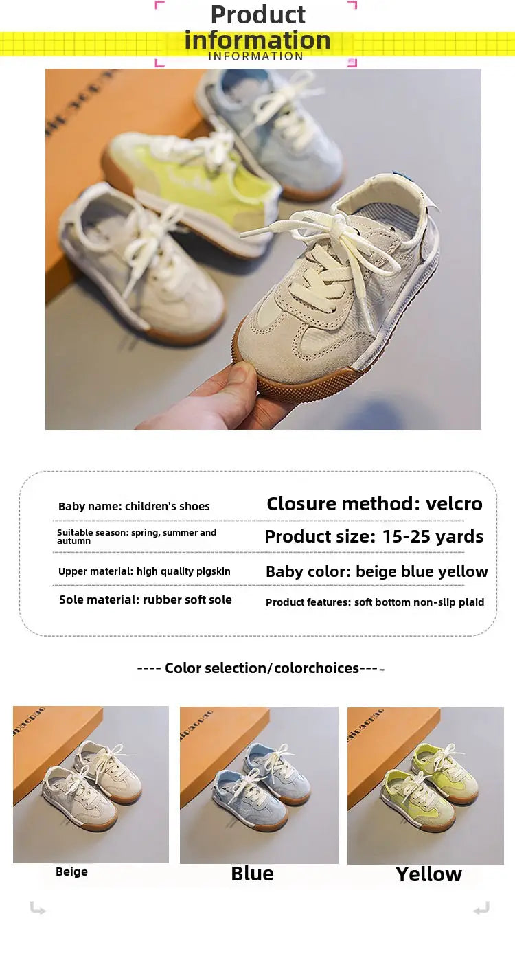 Beautiful Shoe’s Children Genuine Leather Sneakers Baby Quality Casual Shoes Boys Anti-slip Sport Shoes Girls Candy