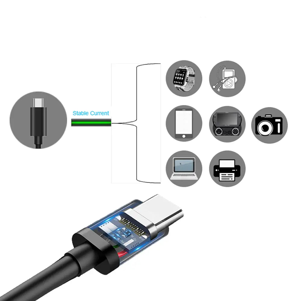 PD 60W USB C to USB Type C Cable Fast Charge Data Cable For Iphone 15 15Pro Huawei Samsung Xiaomi Data Line Black White