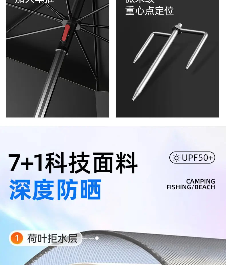 New 2.0-2.6M Fishing Parasol Innovative Octagonal Sunshade Umbrella Outdoor Portable Camping Fishing umbrella Big Beach
