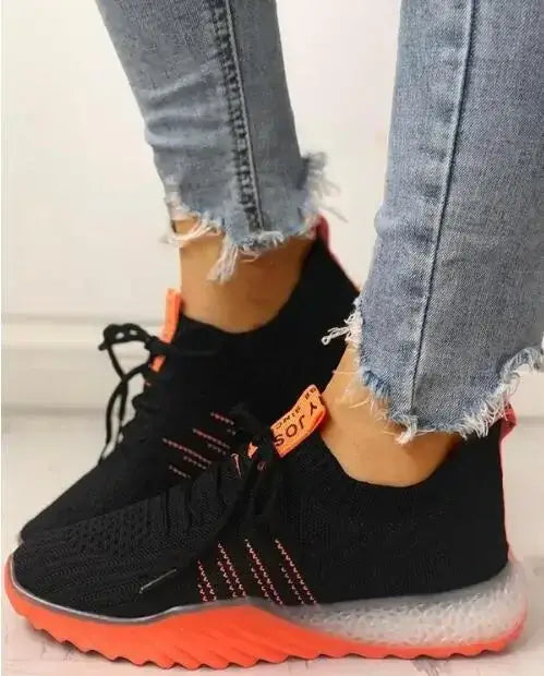 Beautiful Shoe’s Platform Sneakers Women Lace-up Vulcanize Shoes Designer Female Breathable Mesh Casual Sport Shoes