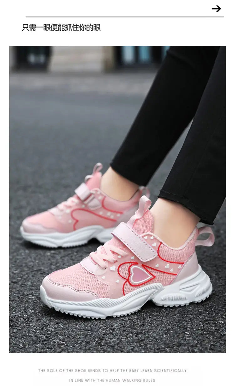Beautiful Shoe’s Girls Sport Shoes Waterproof Running Shoes Kids Sneakers Tenis Infantil Pink Breathable Antislip