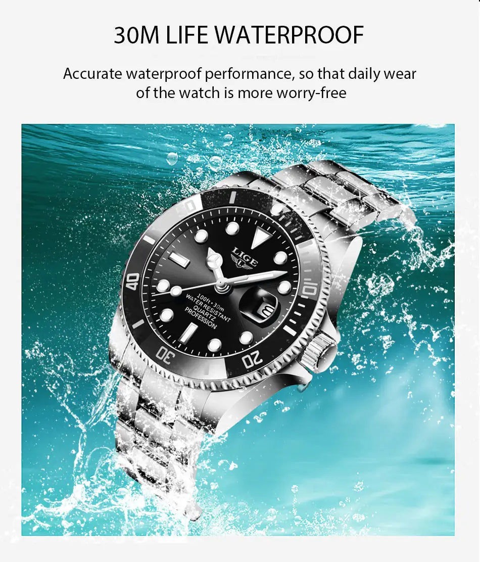 Montre LIGE Watch For Men Top Brand Luxury Fashion Men Watch Casual Business Waterproof Chronograph Quartz Wristwatches