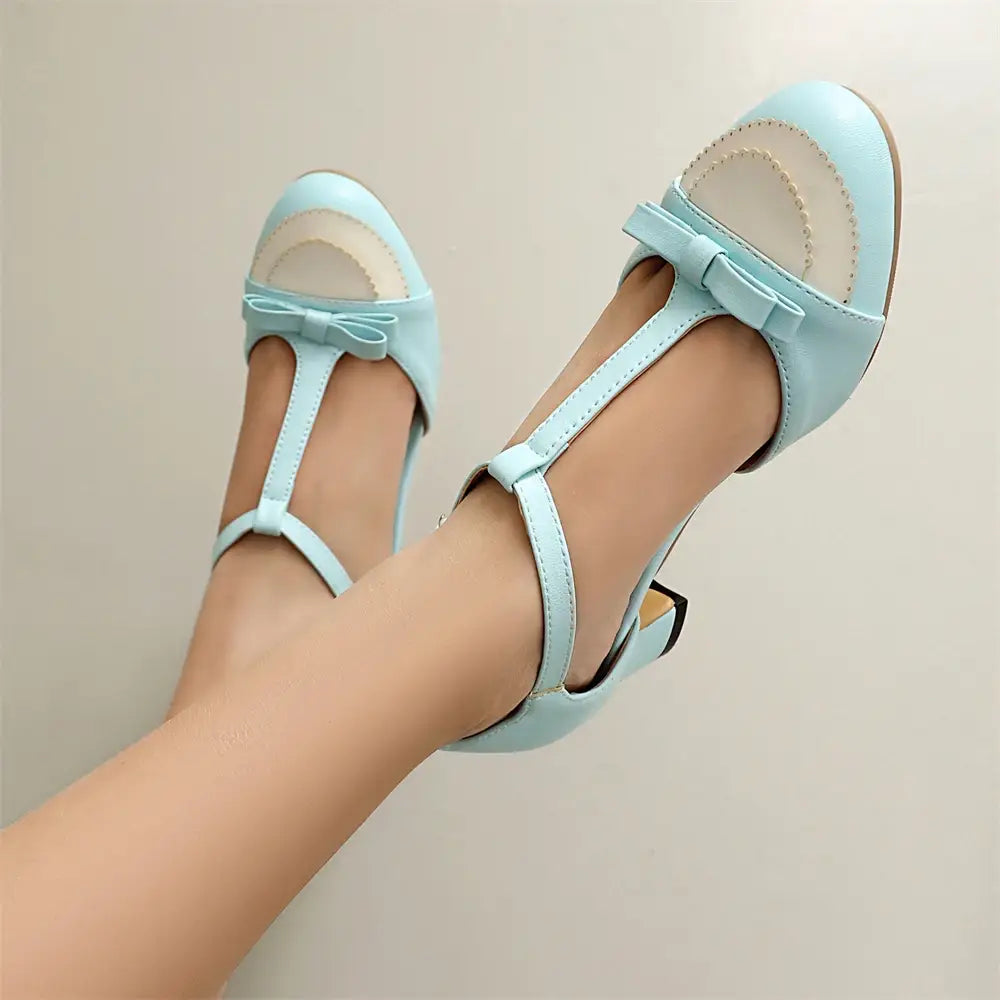 Beautiful Shoe’s Women Pumps High Heels Mary Jane Shoes Bow Shoes Thick High Heel Casual Ladies Pumps Pink Chaussures
