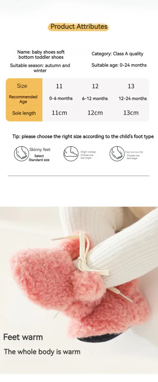Beautiful Shoe’s Baby Shoes Winter Baby Boy Girl Booties Fluff Soft Toddler Shoes First Lamb Cashmere Anti-Slip Warm