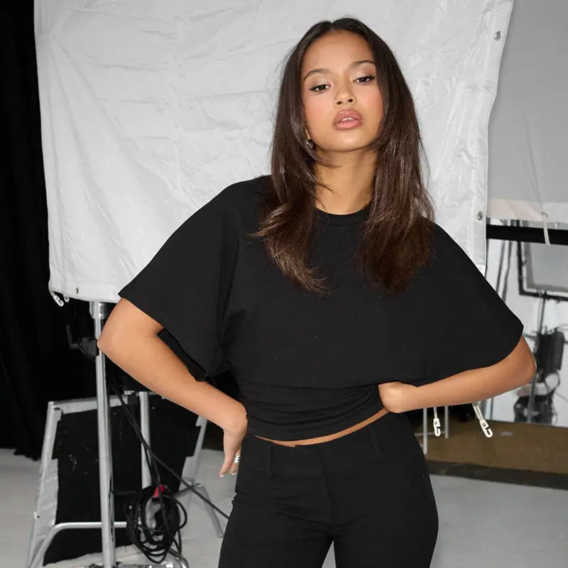 Gray Cropped T-shirt Women’s O-neck Corset Tops Fashion Casual Solid Streetwear Spring Summer Short Tee Shirts for Girls