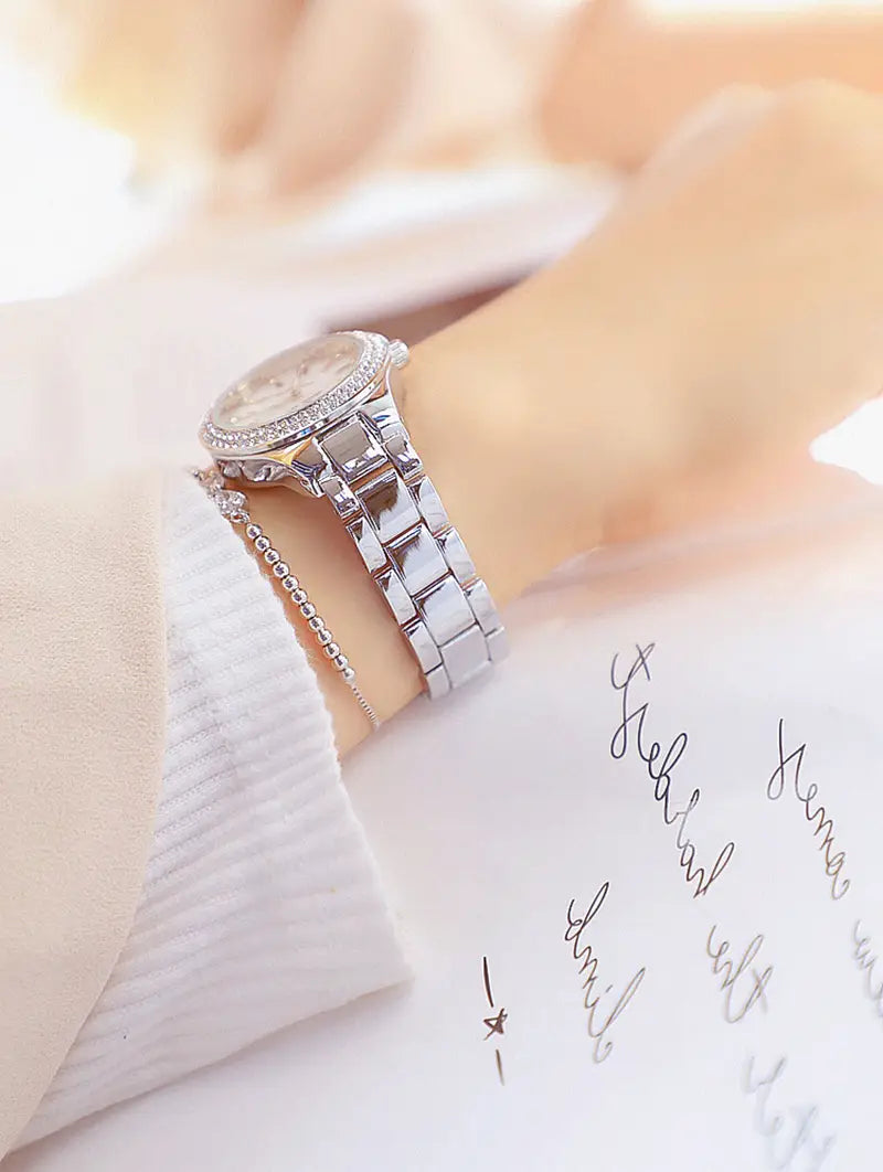 Montre Women Wrist Watches For Ladies Dress Gold Watch Crystal Diamond Women Watches Stainless Steel Silver Clock