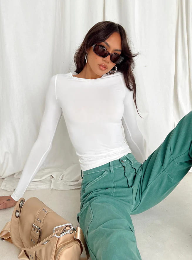 Y2k Long Sleeve T Shirt Women Spring Autumn Crop Top Casual Slim Fit Pullovers Solid O Neck T-shirts Streetwear Female