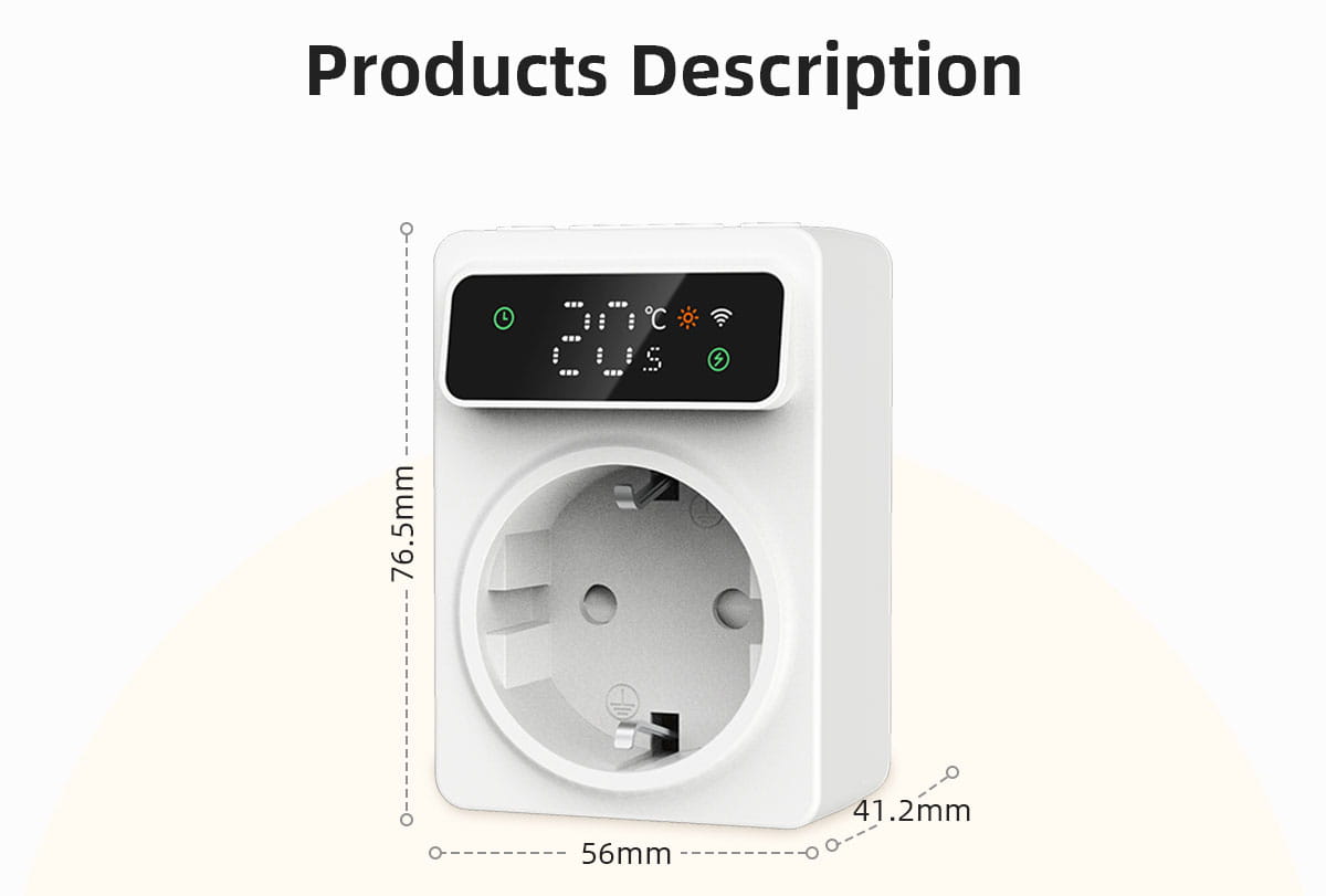 Tuya Wifi Digital Thermostat Socket 16A Precision Plug Remote Temperature Controller Timer Switch Cooling Heating 3M