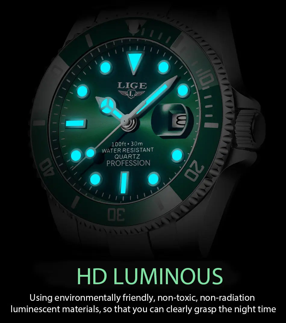 Montre LIGE Watch For Men Top Brand Luxury Fashion Men Watch Casual Business Waterproof Chronograph Quartz Wristwatches