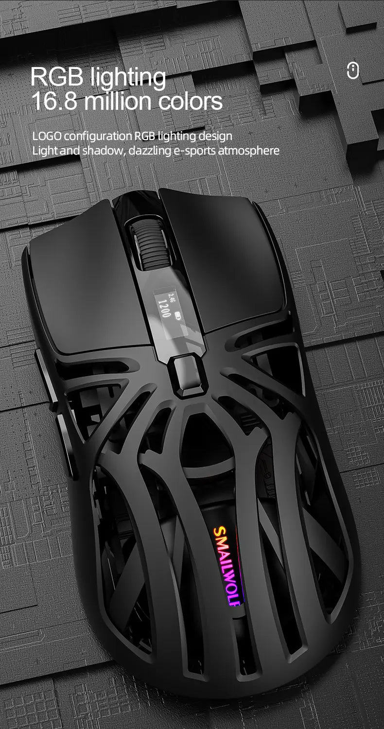 SmailWolf RS8 Bluetooth wireless 2.4g gaming mouse triple-mode lightweight e-sports gaming 1K return rate 10000DPI