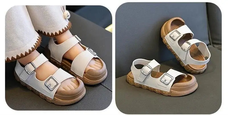 Beautiful Shoe’s Summer New Children Sandals Fashion College Style Boys Girls Soft Bottom Sandals Simple Solid Color