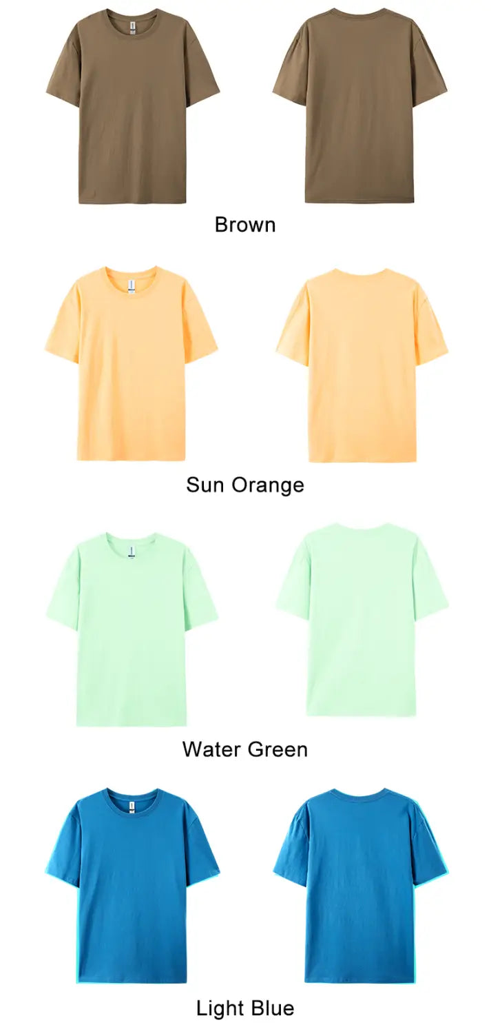 100% Cotton Solid Color T-Shirts Men Woman Short Sleeve Fashion Brand Trend Casual Soft Clothing Tees Breathable Summer