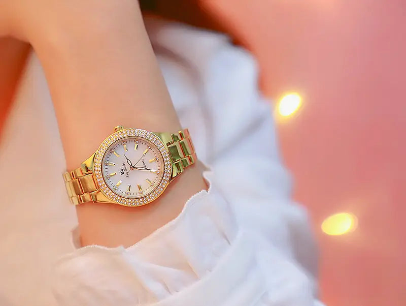Montre Women Wrist Watches For Ladies Dress Gold Watch Crystal Diamond Women Watches Stainless Steel Silver Clock