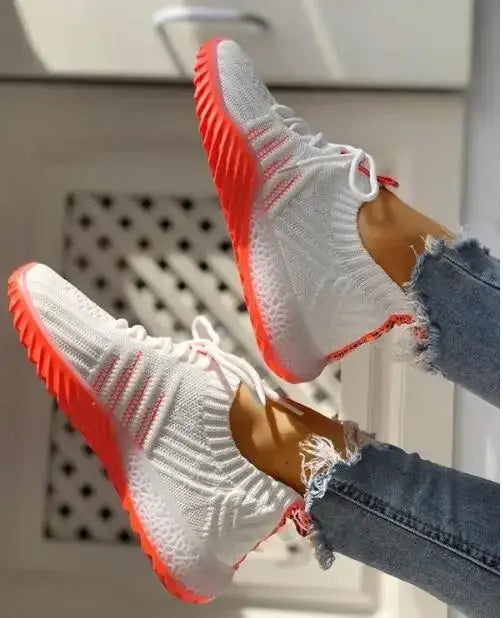 Beautiful Shoe’s Platform Sneakers Women Lace-up Vulcanize Shoes Designer Female Breathable Mesh Casual Sport Shoes
