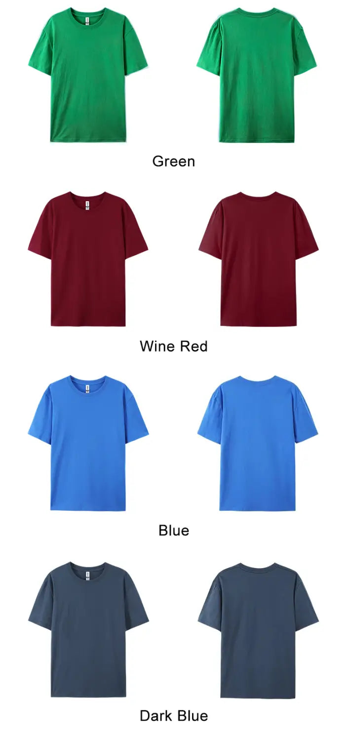 100% Cotton Solid Color T-Shirts Men Woman Short Sleeve Fashion Brand Trend Casual Soft Clothing Tees Breathable Summer
